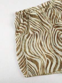 Bohemien Zebra Muster transparentes langes Kleid mit weiten Ärmeln, luftiges Strandkleid Shorts 2 Stücke Set mit Bindegürtel Kimono Badeanzug Cover-Up, Damen leichte Chiffon Robe für den Urlaub - Khaki - Übersicht 10