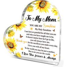 1pc "Dear Mom I Love You" Heart Acrylic Plaque, Meaningful Letter Gift From Daughter & Son, Sentimental Mother's Day Keepsake - Multicolor - View 38