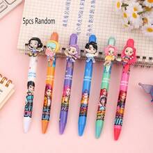 2/3/4/5/6pcs/Set Cartoon K-POP Girl Group Resin Clip-On Erasable Ballpoint Pens, Student Blue Ink Retractable Pens, Side-Click Signature Pens, Highlighters, Back To School Stationery Supplies - Multicolor - View 17