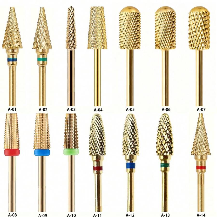 1pc Gold Tungsten Carbide Nail Polishing Drill Bit, For Nail Removal And Buffing, Nail Art Manicure In Home Or Salon - Gold - View 1