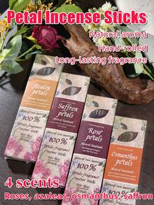 6-Pack, Petal Incense Sticks, Natural Petal Incense Sticks, Pure Natural, Agarwood Aromatherapy, Long-Lasting Burning, Home Incense, Indoor, Air Purifying, Buddhist Altar, Yoga, Spa, Meditation, Study. - Quality Petal Incense Sticks - View 2