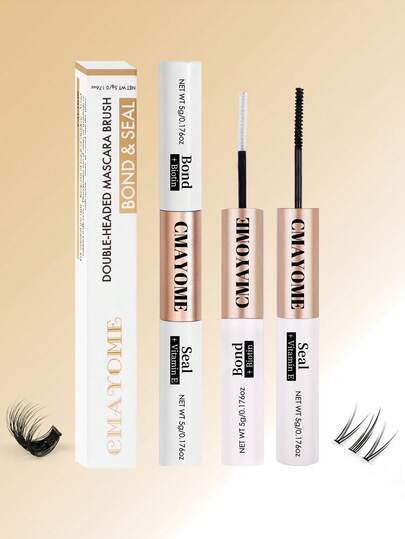 1 Tube 5g+5g Dual-Head Eyelash Glue, Eyelash Cluster Adhesive Sealant, Suitable For DIY Eyelash Extension, Waterproof And Long-Lasting