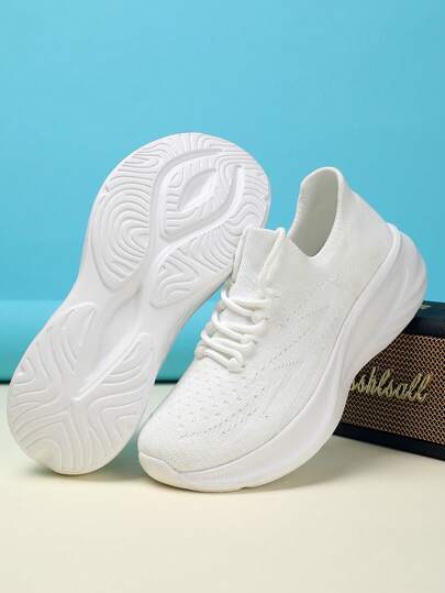 Women's Knitted Elastic Slip-On Casual Sneakers, Minimalist Versatile Lightweight Comfortable Soft-Sole Sock Shoes, Mesh Breathable Non-Slip Running Shoes