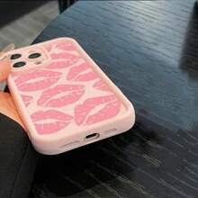 Lip Pattern Phone Case, Fashion Phone Protective Cover, Phone Accessory Compatible With IPhone 11 12 13 14 15 16 Pro Max - Pink - View 7