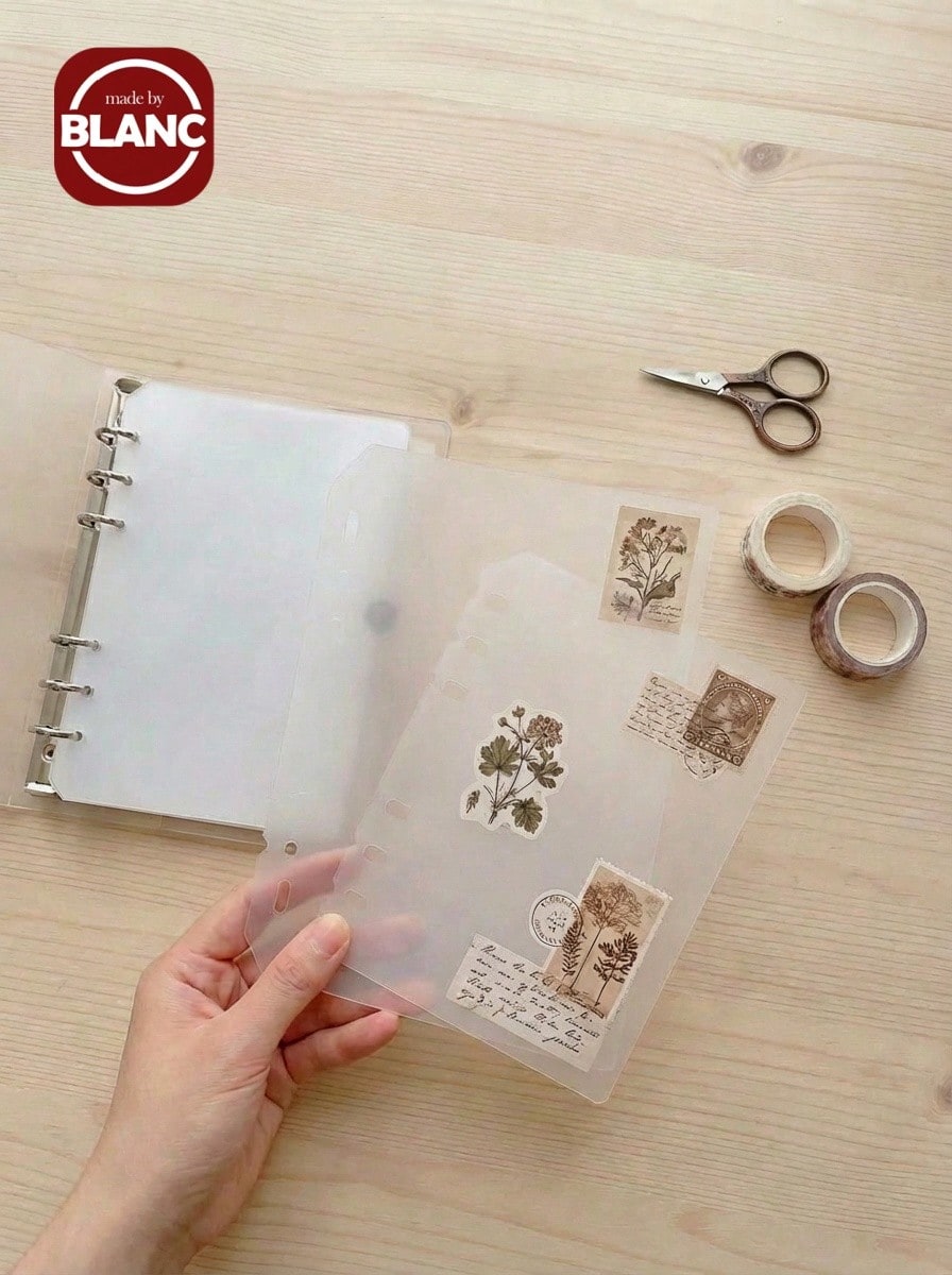 6张A5/A6/A7/A8透明哑光活页夹内页，印章簿，贴纸背衬，贴纸册，文化印章页，印台补充页，3D贴纸簿贴纸板，贴纸簿，用于制作贴纸簿，书籍封面，办公用品 - 無色 - 查看 1