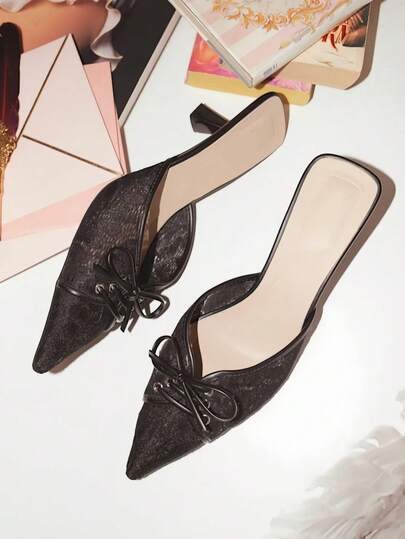 New Women's Stiletto High Heels, Summer Breathable Lace Mesh Sandals, French Style Versatile