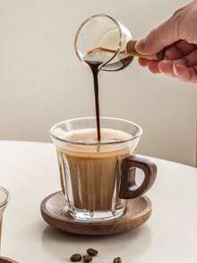 Tasse à café en verre avec poignée en bois, tasse à expresso/latte en verre - Série de tasses à café - Voir 4