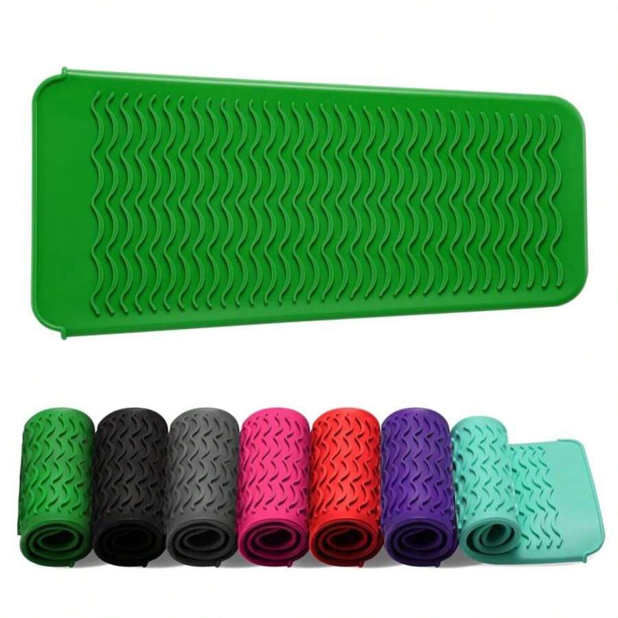 ZAXOP 2 Pack Heat Resistant Silicone Mat Pouch For Flat Iron, Curling Iron,Hair Straightener,Hair Curling Wands,Hot Hair Tools (Black&Amp;Black) - ColorC - View 1