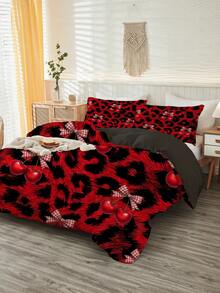 3pcs Leopard Print Bedding Set, 100% Polyester Soft, Lightweight And Breathable Bedding Ensemble. Unisex Home Decor, Available In Sizes: Super King, King, Queen, Twin. Suitable For Bedroom, Guest Room, Dorm, Hotel, All Seasons - Multicolor - View 6