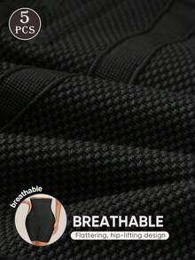 MEIYATING 5pcs/Pack Women High Waist Seamless Briefs, Tummy Control, Butt Lifting, Peach Hips Panties - Multicolor - View 4