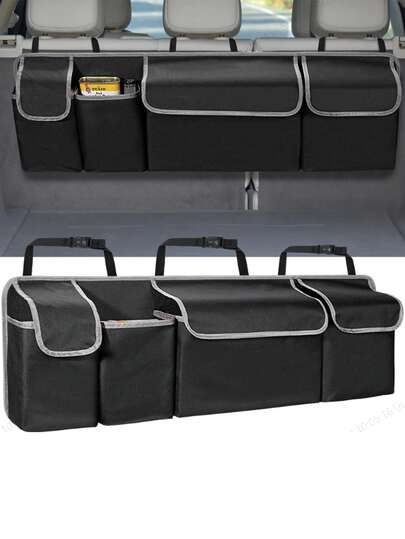 Car Trunk Organizer For SUV Backseat Hanging Organizer For SUV Truck MPV Upgrade Back Seat Storage Bags With 4 Pockets 39*14inch
