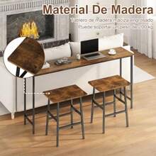 CYUzelia Juego de 2 Bancos para Barra de Cocina Taburetes para Barra Sillas para Barra de Cafe en Sala de Estar Industrial 65 CM de Altura Taburete Alto para Barra Comedor Marrón Rústico y - como en la foto - Ver 4