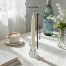 1pc White Long Stem Scented Candle (Candle Holder Not Included), Available In Various Shapes: Beaded, Twisted, Spiral, Wavy, And Striped. Made Of Smokeless Soy Wax, Suitable For Home Decor, Holiday Decor, Living Room Decor, Party Decor, Creating Romantic Ambiance, Candlelight Dinner, Photography Props, Wedding And Wedding Decor, Wedding Gifts, And Women Gifts. - Multicolor - View 14