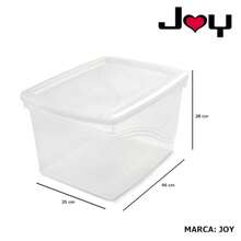 JOY - Caja de Almacenamiento 32 Litros Pack de 2 para Organizar Arma etes Ropa con Cierre Click! y Agarraderas Rezadas Plástico Lie de BPA Tranrente - Transparente - Ver 4