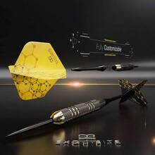 - Juego de dardos de punta de acero premium, dardos profesionales, caones de latn, dardos de punta de metal, plumas adicionales, 12 vstagos de aluminio 35/48, anillos en O - inicial - Ver 6