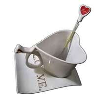 Taza de Céramica en Forma de Corazón Incluye Cuchara y Base Color Blanco - como en la foto - Ver 4