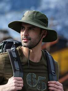 Men's Solid Color Bucket Hat, Breathable Wide Brim Sun Hat, Suitable For Outdoor Hiking, Camping And Mountaineering