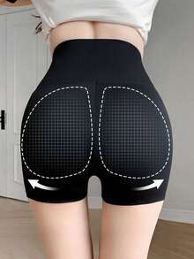 女士防走光紧身短裤，夏季轻薄压缩短裤，七分裤脚，鲨鱼咬边设计，舒适保暖 - 黑色 - 查看 5