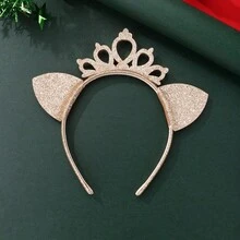 1 pieza Diadema de fiesta, diseño de corona hueca, aro para el cabello antideslizante para fiestas, celebraciones navideñas y de vacaciones - Diadema de corona - Ver 5