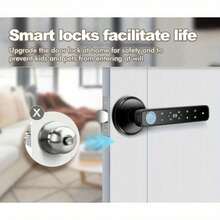 5-In-1 Smart Door Lock - Fingerprint & Keypad Door Knob, 2 IC Card & 2 Keys, Smart Life For Bedroom, Office, Hotel, Closet, Pantry - 5 In 1 Double Row - View 6