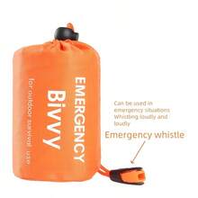 1-2个便携式包装袋，应急求生睡袋包装袋 - 加厚防潮保暖毯包装睡袋，适用于露营、徒步旅行和户外探险 - 亮橙色高可见度，耐用面料（注意：不含睡垫，仅包装袋）