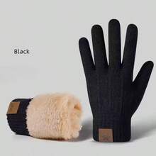 1 Pair Winter Warm Knitted Gloves, Thick Thermal Lined Wool Knit Cycling Gloves, Winter Windproof Touchscreen Gloves, Thick Thermal Lined Knit Gloves, Soft Knit Cycling Warm Gloves, Windproof Thick Thermal Lined Warm Knit Wool Gloves, Snow Gloves - Multicolor - View 7