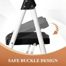 Step Ladder, Folding Step Stool With Wide Anti-Slip Pedal, Sturdy Steel Ladder, Convenient Handrail, Lightweight, Portable Steel Step Stool - 黑色 - 查看 2