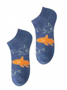 4 Pairs Of Unisex Underwater Creature-Themed Boat Socks - Cute Design (Shark/Fish Patterns), Playful Novelty Socks For Daily Casual Wear, Ideal Gift For Marine Life Lovers, Year-Round Fashion Leisure Socks - Multicolor - View 19
