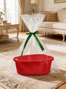 This Is A Hand-Woven Gift Basket And Storage Basket Made Of Rope, Very Suitable For Storing Snacks, Toys, Gifts, Cosmetics, Toiletries, Etc. This Is A Multi-Functional Oval-Shaped Storage Basket, Very Suitable As A Holiday Gift, For Daily Home Use, And For Storing Gifts. - Ribbon Gift Basket - View 8
