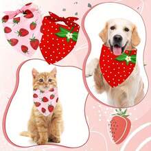 2 chiếc khăn quàng cổ cho chó hình dâu tây kích thước 24,8"X11", khăn choàng cổ cho thú cưng chủ đề trái cây mùa hè dễ thương, khăn quấn cổ có thể điều chỉnh, phụ kiện sinh nhật cho mèo và cún con. - Nhiều màu - Xem 3