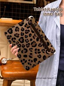 1 Piece, PU Leather Magnetic Buckle Laptop/Tablet Protective Cover, Featuring Brown Leopard Print Design, Compatible With MacBook Pro 15, Air 13, Galaxy TAB S10 Ultra, And Metabook 14 Inches. Waterproof And Stain-Resistant, Easy To Carry When Traveling, And Also Serves As An IPad Organizer Or Mouse Pad. An Essential Laptop Bag For Office, Business, And Study. - Brown - View 8