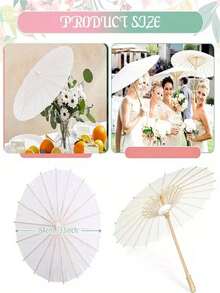 1pc White Paper Parasol - No Handle Or Feather Decor, Suitable For Wedding, Photography, Cosplay, Party, Beach Decor, Applicable For Halloween, Christmas, New Year, Valentine's Day And Other Festivals And Party Events - Multicolor - View 2