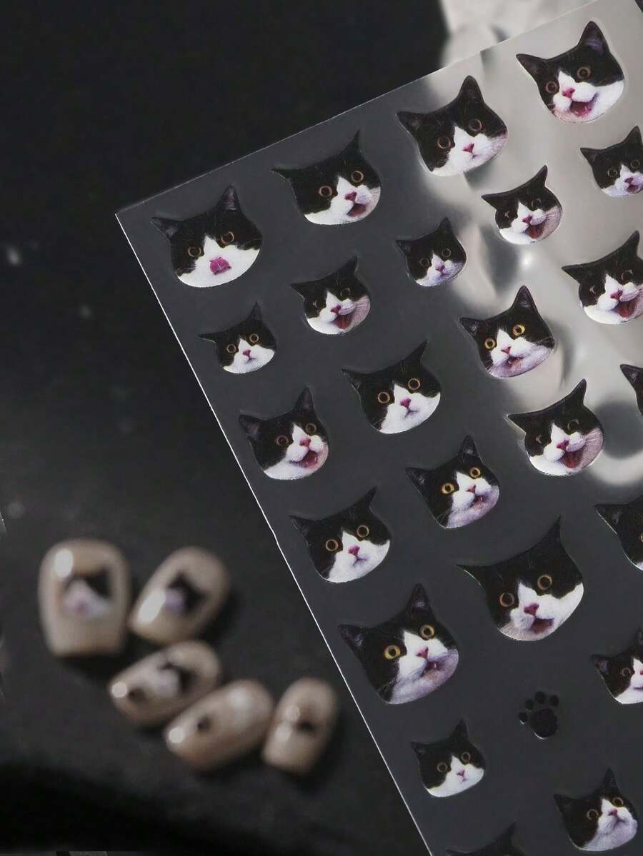 Beautizon Nailartlab 1pc Cute & Realistic Cat Nail Art Stickers, Waterproof Pet Pattern Nail Decals, Suitable For DIY Nails & Nail Salons Nail Supplies - Multicolor - View 1