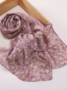 Dreamy Collection Women's Soft, Breathable, Romantic Floral Print Muslin Hijab Shawl, Spring/Summer - Multicolor - View 2