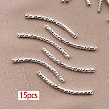 15pcs 18K Gold Tube Spacer Beads Curved Noodle & Long-Lasting Brass Twist Beads For DIY Necklace Bracelet Jewelry Making Findings - Multicolor - View 23