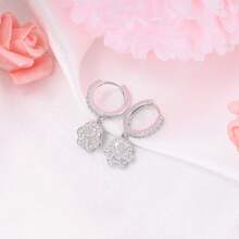 Bông tai bạc 925, đính đá Cubic Zirconia, họa tiết dấu chân động vật dễ thương và hình trái tim, thích hợp đeo hàng ngày, quà tặng sinh nhật. - Bạc - Xem 3