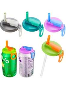 4 pièces Couvercles réutilisables pour canettes de boissons avec pailles, conviennent aux canettes de soda d'un diamètre de 5,4 cm, couvercles de boissons en canette en silicone avec paille, convient pour les boissons en canette standard, bière, jus, soda, facile à utiliser, étanche, s'adapte aux canettes standard, fournitures de fête, cadeaux pour amis, anniversaire, Saint-Valentin - Multicolore - Voir 11
