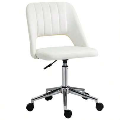 Beige Swivel Armchair, Height-Adjustable Office Chair For Living Room And Office, Compact, Ergonomic And Modern