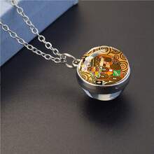 1PC Gustav Klimt Pendant Necklace Artistic Round Charm Jewelry Gift For Women Elegant Fashion Statement Piece Unique Design Wearable Art - style - View 6