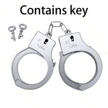 仿银色塑料手铐，舞台表演道具，盗贼角色扮演用品，日常多用途，趣味派对游戏配件，节日礼物