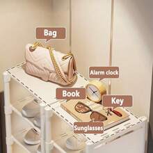 1 pieza Estantería metálica ajustable de 4/6/8 niveles - Sin herramientas necesarias, estantería de almacenamiento de entrada portátil, adecuada para dormitorio y hogar, solución de almacenamiento de zapatillas y zapatos de varias capas, diseño minimalista blanco/negro | Organizador de zapatos duradero - Negro - Ver 12