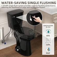 Inodoro alargado de 21 pulgadas de alto, inodoros extra altos con asiento de inodoro de altura cómoda y descarga única de 1,28 GPF, adecuado para personas mayores y personas altas - negro - - Ver 6