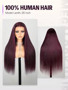 MEGALOOK 6英寸x5英寸深梅子色蕾丝前假发 - 预剪裁、预拔毛自然发际线，透明蕾丝，新手友好，适合女性。100%真人发假发 - 无需胶水，外观自然，适合日常佩戴，可打造办公室、万圣节、派对、Y2K、叛逆女孩、度假、户外角色扮演、学校、节日、圣诞节、婚礼等多种造型。 - S99JB - 查看 6