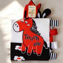 Black & White Cloth Book, Early Education Book With 3D Tail, Baby Won't Bite, Infant Cognitive Toy