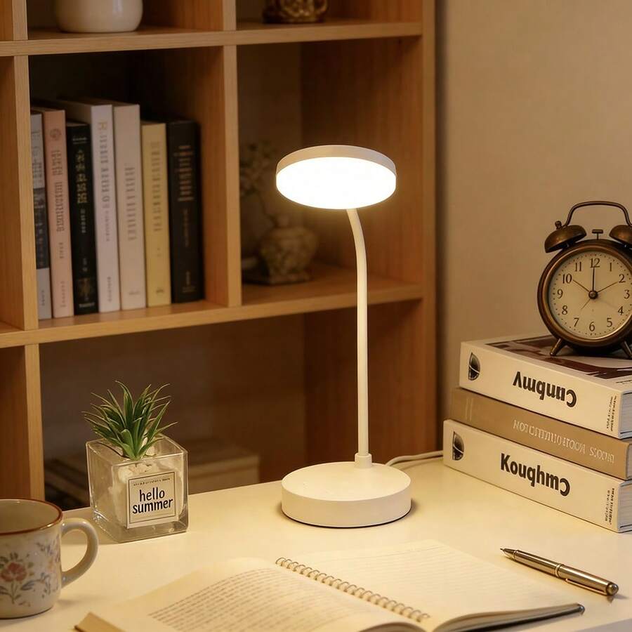 360° Adjustable Desk Lamp With USB Power, Eye-Care LED Light,  3 Modes (White/Neutral/Warm) For Office, Dorm, Study Room & Bedroom - White - View 1