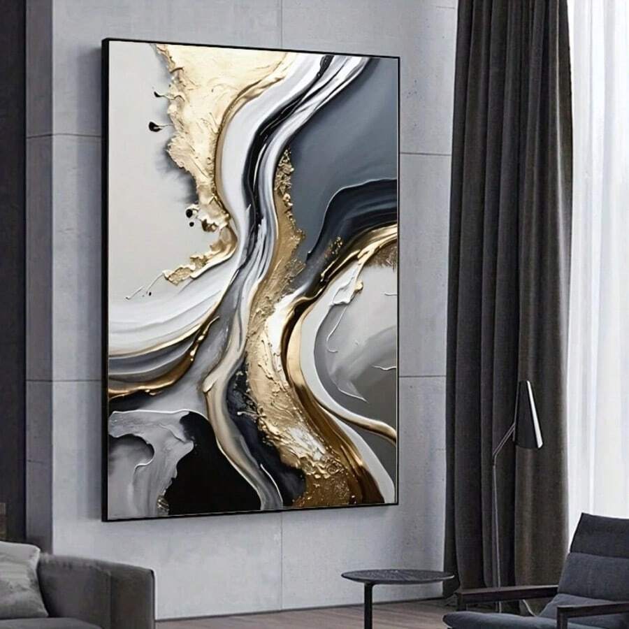 1 Tranh nghệ thuật trừu tượng hiện đại in trên vải canvas, không khung, trang trí tường cho phòng khách và phòng ngủ, kích thước 50x70cm/19.68x27.55inch. - Nhiều màu - Xem 1