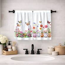 2/4 Pcs Floral Print Dish Towels, Super Absorbent Microfiber Modern Dish Cloths, Cooking And Baking Tea Towels, Cleaning Rags, Hand Towels, Highly Soft And Absorbent, Kitchen Decor, Gifts For Neighbors, Mothers, Birthdays, Housewarming For Friends, Kitchen Essentials, Daily Necessities - Multicolor - View 3