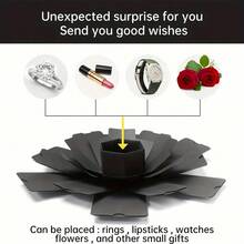 1pc Multi-Layer Surprise Explosion Gift Box, DIY Scrapbook Album, Creative Handmade Photo Gift, Suitable For Valentine's Day, Birthday, Anniversary, Wedding, Mother's Day, Father's Day, Christmas, Jewelry Box - Black - View 6