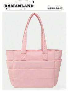 Women's Lightweight Fluffy Handbag, Suitable For Travel, Work, Beach, Gym, Shopping, Tote Bags For Women, College Essentials, Perfectly Matching With Fall Outfits Women - Hồng - Xem 1