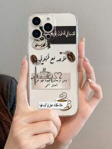1 pieza Funda de teléfono suave de TPU transparente con protección de lente de cámara, con diseño creativo de corazón, electrocardiograma, café y letra, anti-huellas dactilares, compatible con Apple, Nothing, Pixel, INFINIX, Redmi - Multicolor - Ver 7